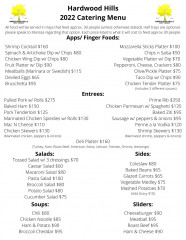 Catering Menu Hardwood Hills Golf Course